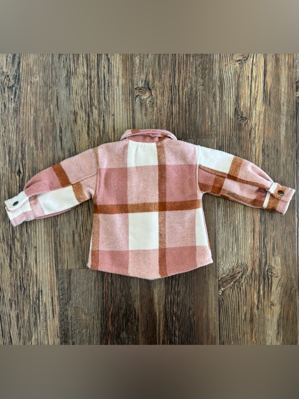 Fornia Kids Shacket 6 Months Pink Camel Plaid Snap Buttons Baby Shirt Jacket - Picture 2 of 10
